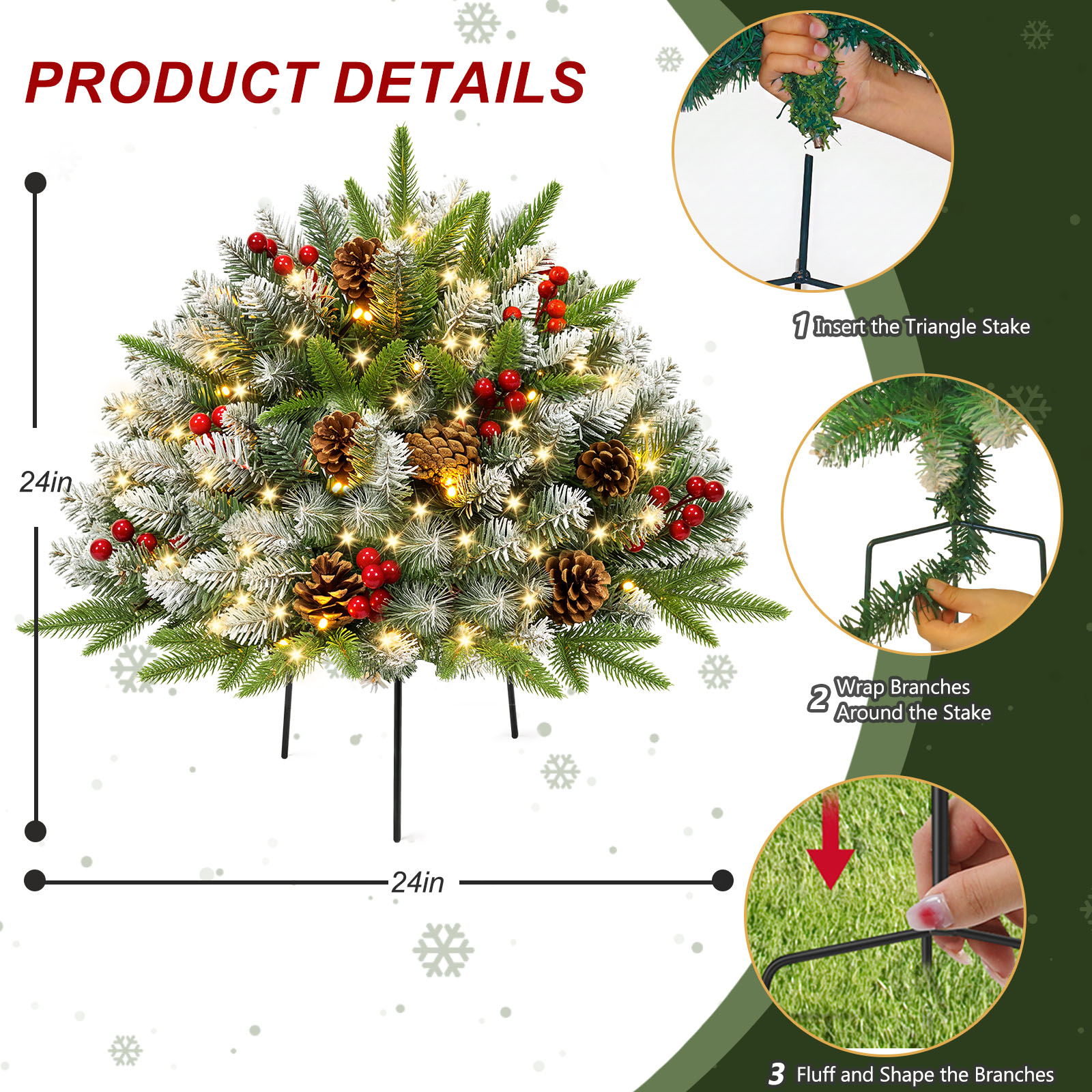 Yexmas 24-Inch Pre-Lit Small Christmas Trees, Set of 2 photo 4