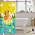 thumbnail image 3 of Manfei Cartoon Swimming Capybara Shower Curtain 72Wx78L, Summer Pool Bath Curtain, Blue Yellow, 3 of 5