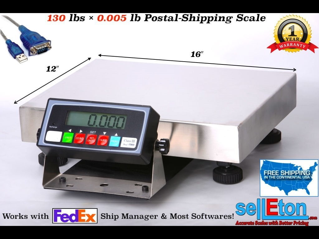 Fed ex Shipping Scale / Postal scale 130 lbs x .005 lb with USB cable
