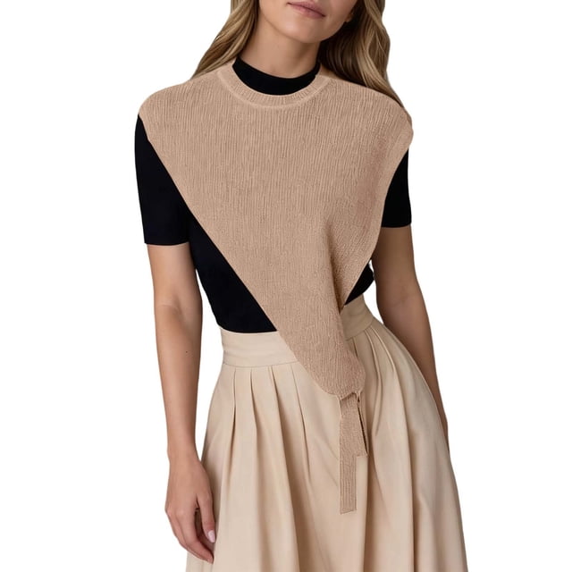 WEIYLL Womens Tops Solid Color Triangular Shawl Small Layered Khaki Ladies Fall Tops ,One Size