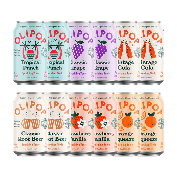 OLIPOP Variety Pack, A New Kind of Soda, 12 fl oz (12 pack)