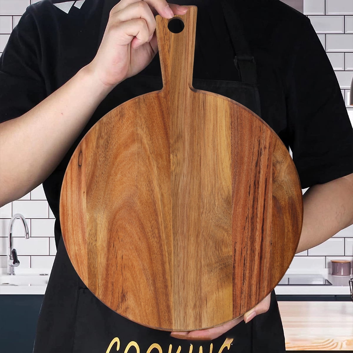 Acacia Wood Cutting Board With Handle Small Size Long Wooden Charcuterie  Board Paddle Cheese Board Serving Boards For Kitchen Meat, Pizza,cheese,  Bread, Vegetables &fruits, Food Serving Tray For Kitchen - Temu New