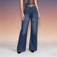 thumbnail image 6 of QUNYINEY Wide Leg Jeans for Women High Waist Casual Baggy Mid Rise Blue Denim Pants Loose Fit with Pockets Jeans, 6 of 9