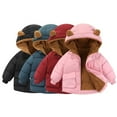 thumbnail image 4 of GYRATEDREAM Toddler Baby Boy Girl Warm Winter Fleece Jacket with Bear Ear Hood Thick Padded Coat 1-8 Years, Blue, 4 of 5
