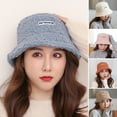 thumbnail image 3 of dianhelloya Warm hat Bucket Hat Fashion Letter Label Fluffy Japanese Style Thickened Casual Keep Warm Sherpa Autumn Winter Thermal Fisherman Cap for Daily Life Yellow, 3 of 7