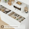 thumbnail image 2 of Homfa 8-Door Pantry Cabinet with 2 Drawers, LED Hutch Cabinet Adjustable Shelves for Kitchen Dinning Room, White, 2 of 7