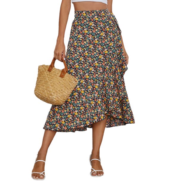 Txlixc Falda Midi femenina de cintura alta Txlixc moda