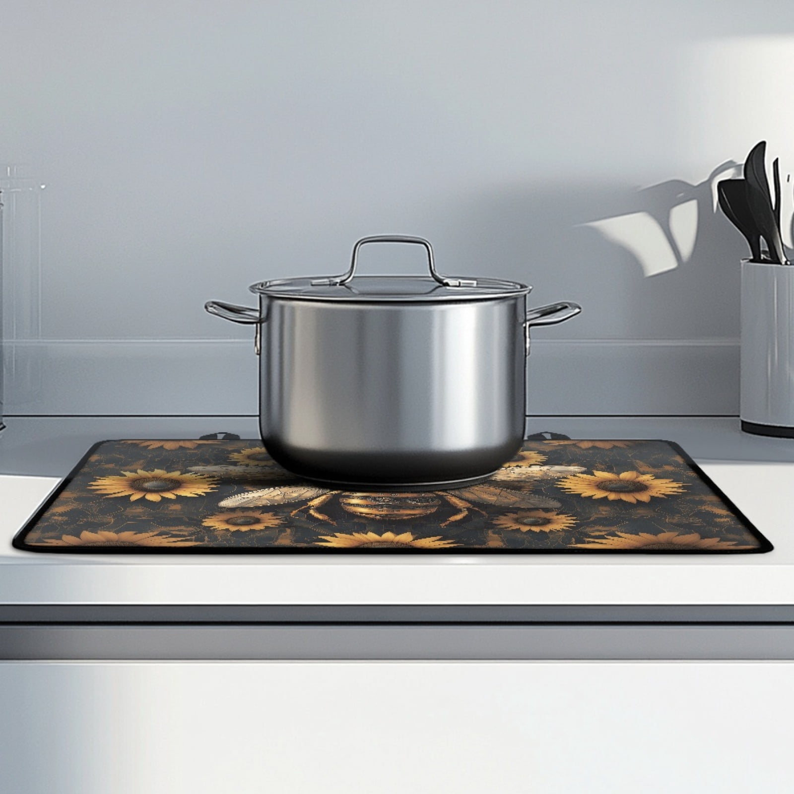 Xoenoiee Bee Sunflower Print Stove Top Covers, 29.18 x 20.96 inch Electric Stove Cover Mat, Waterproof Glass Top Stove Cover, Ceramic Glass Cooktop Protector, Flat Top Oven Cover