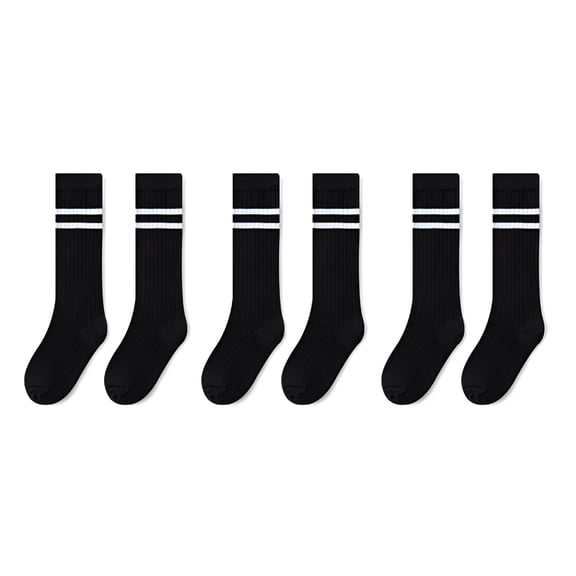 TELOLY 2026 New Kids Toddler Knee High Socks Soccer Socks for Boys Girls Long Socks Comfortable Stripes Socks for 3 Pairs for Sports,School,Play,Casual,3-12Y