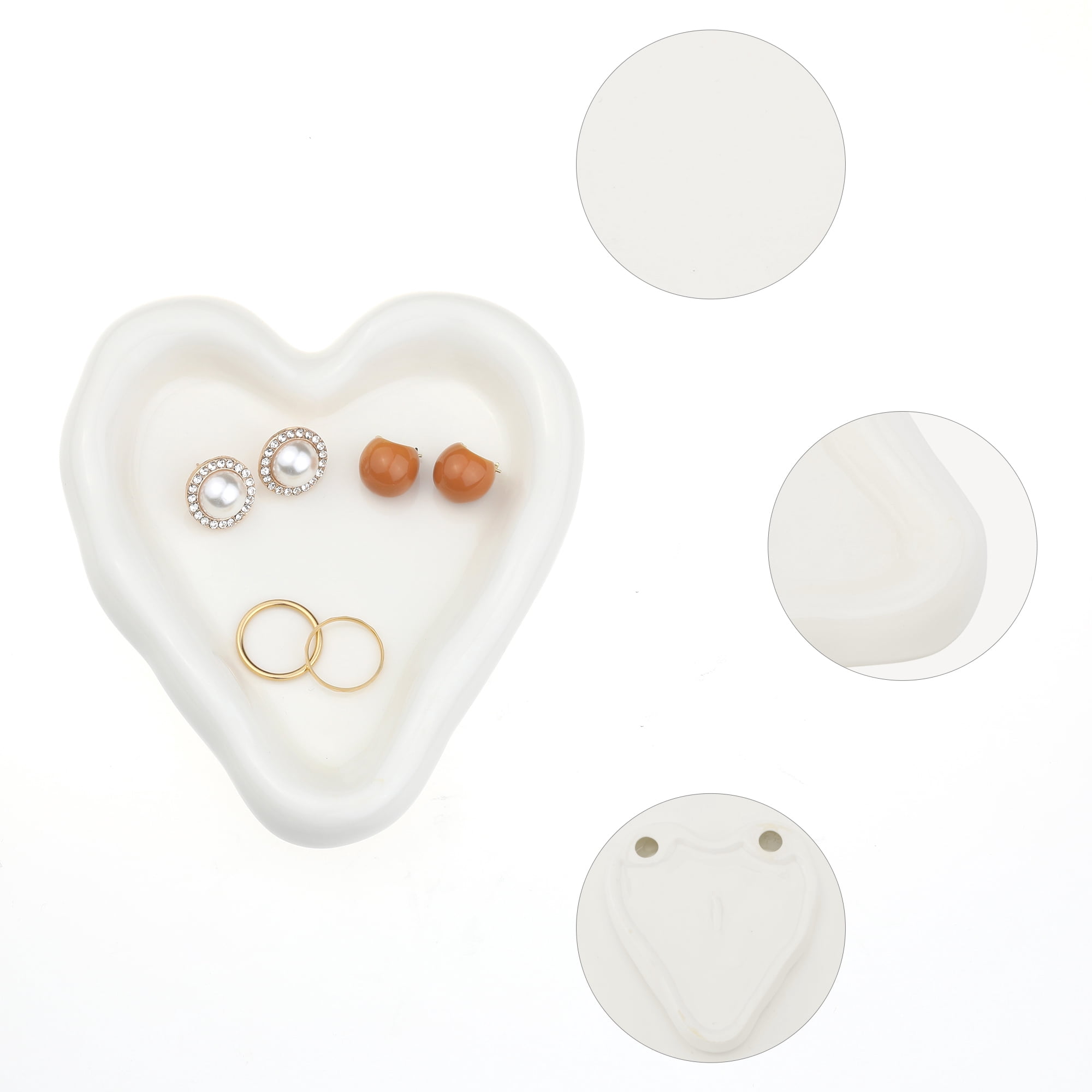 Unique Bargains Ceramic Jewelry Tray Decorative Trinket Dish Organizing Jewelry Box White