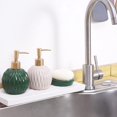 thumbnail image 3 of Ceramics Gold Soap Dispenser for Bathroom, Round Soap Dispenser with Delicate Embossed Rhombus Design (Black), 3 of 13
