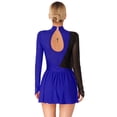 thumbnail image 4 of inhzoy Womens Mock Neck Figure Skating Dance Dress Rhinestone Long Sleeve Ballet Leotard Dress Royal Blue L, 4 of 9
