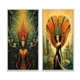 thumbnail image 2 of Designart "Retro Reverie Goddess in Dreamy Colors III" Fashion Woman Framed Wall Art Set Of 2 - Glam Brown Frame Gallery Set For Office Decor, 2 of 6