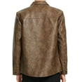 thumbnail image 3 of LOVZFMLL Jackets for Men Man Solid Color Button Washed Leather Jacket Lapel Coat, 3 of 5