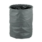 Car Trash Can Hanging Vehicle Garbage Storage Box Auto Interior Accessories Foldable Durable Light Gray Faux Leather