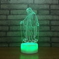 thumbnail image 3 of Luz De Noche 3D Virgen María Luz De Noche Lámpara De Ilusión Led 7 Cambio De Color Control Táctil Mesa Decoración De Escritorio Lámparas Regalo De Cumpleaños Base Acrílico Cable USB, 3 of 5