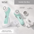 thumbnail image 6 of Spa Sciences Nova Facial Cleansing Brush, Sonic Facial Cleansing for Exfoliation, Includes Antimicrobial Brush, Sensitive Skin Brush, and Serum Infuser, Mint, 6 of 8