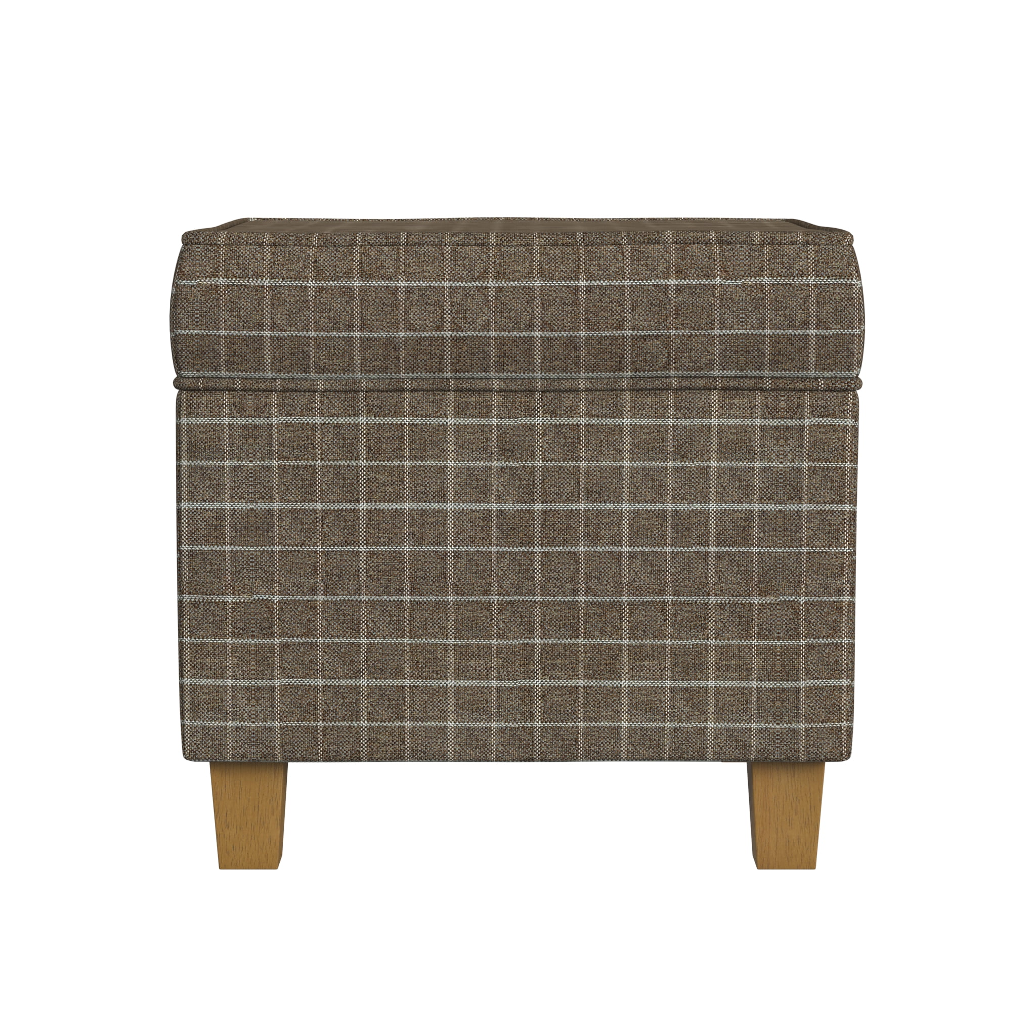 HomePop Square Storage Ottoman, Brown Window Pane Print