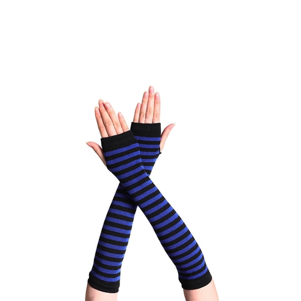 Yuarrent 1 par de guantes sin dedos para niña, guantes de punto cómodos de estilo Simple, cubiertas de brazo para niñas, cubierta de mano para al Suministros térmicos negro, azul rey Yuarrent HA059148-09