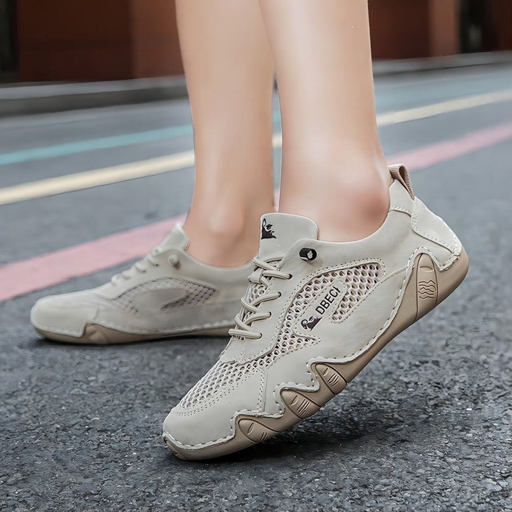 Men's Casual Outdoor Sneakers Breathable Comfort Waterproof for Hiking Mesh Non-Slip Summer Lightweight Classic Shoes Beige 7.5 US