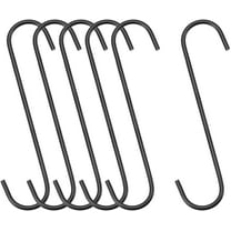 S Hanging Hooks, 8inch/200mm Extra Long Steel Hanger, Indoor Outdoor Uses for Garden, Bathroom, Closet, Workshop, Kitchen, Black, 6Pcs
