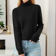 thumbnail image 2 of Afdoent Womens Fall Sweater Stand Collar Slim Sweaters Soft Warm Elastic Long Sleeve Tops Trendy Winter Clothes Vintage Clothes, 2 of 4