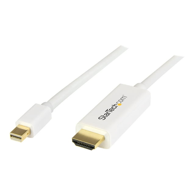 StarTech.com Mini DisplayPort to HDMI Converter Cable - 6 ft (2m) - mDP to HDMI Adapter with Built-in Cable - (M / M) Ultra HD 4K (MDP2HDMM2MW) - Adapter cable - Mini DisplayPort male to HDMI male - 6.6 ft - white - 4K support