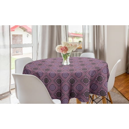 

Geometric Round Tablecloth Violet Tone Squares Circles and Rhombuses Circle Table Cloth Cover for Dining Room Kitchen Decor 60 Pale Eggplant Pale Pink by Ambesonne