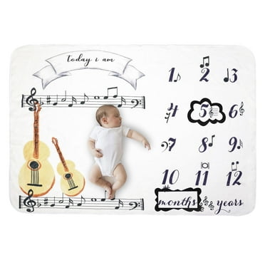 Fishing Baby Milestone Blanket - 50x40 Inch Soft Fleece With Month Markers For Photo Shoots