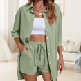 thumbnail image 2 of Chándal informal para mujer ropa de verano con botones blusa traje conjunto de salón de 2 piezas FLhrweasw Nuevo, 2 of 7