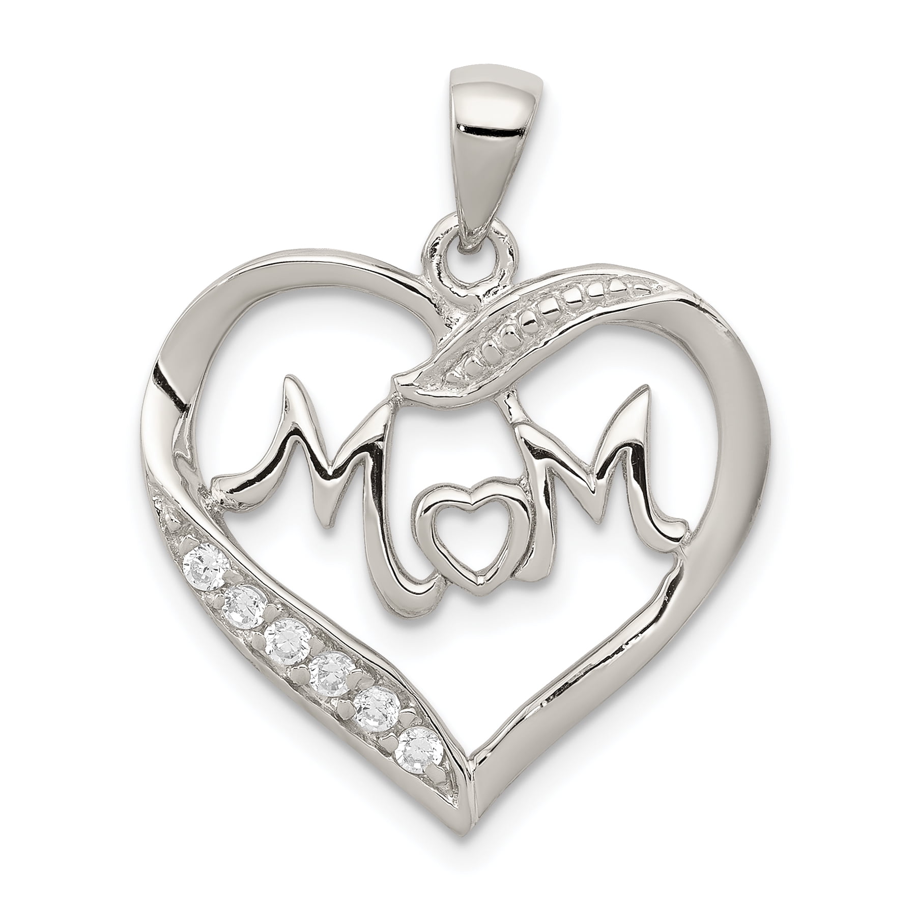 925 Sterling Silver Mom Cubic Zirconia 