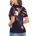 thumbnail image 3 of Vsdgher Watercolor Bald Eagle Women Shirts V Neck Short Sleeve Tops T-Shirt Basic Tees, S to 3XLMedium, 3 of 5