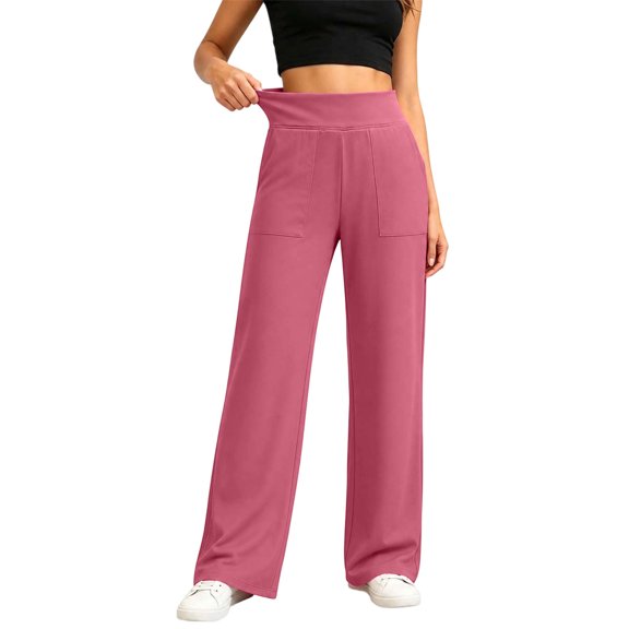 Admvng Womens Pants Solid Casual Elastic Waist Yoga Workout Leggings