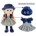 thumbnail image 2 of Linda muñeca de trapo para niña, muñeca de peluche suave, sombrero de princesa y ropa desmontable, regalo para niña de 0 años en adelante, regalo para cumpleaños, bautizo, día de San Valentín, Navidad (azul oscuro) JM, 2 of 4