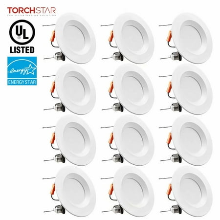 TORCHSTAR 12 Pack 15W 5/6-Inch Dimmable LED Recessed Downlight Retrofit, ENERGY STAR & UL Listed, 5000K