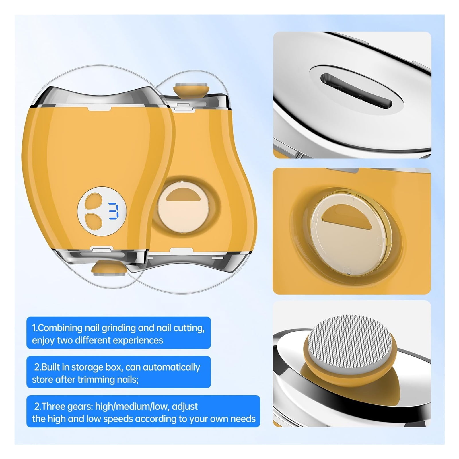 Nail Trimmer Electric,Nail Clippers and Nail File 2-in-1 Design,Use Safety, Excellent Present,Nail Clippers,Nail Cutter,Corta uñas,Suitable for Baby,Elderly,Children,Woman