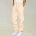thumbnail image 2 of HBFAGFB Pants for Men Comfortable Simple Sweatpants Loose Straight Trouser with Pockets Beige Size S, 2 of 4