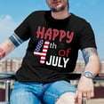 thumbnail image 2 of FhsagQ Mens Summer Shirts Beach Casual Male Spring and Summer All Independence Day Print Short Sleeve Round Neck T Shirt Fashion Trend Bottoming Shirt Black L, 2 of 5