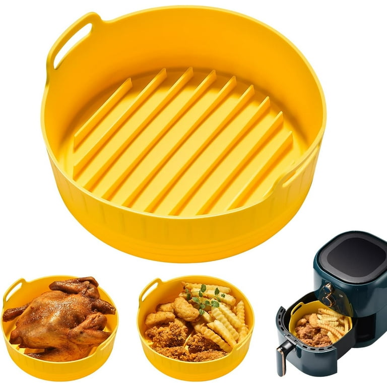 Air Fryer Silicone Pot, 7.68” Replacement of Parchment Paper Liners & Air  Fryer Liners, Food Safe Reusable Air Fryer Oven Accessories, Dishwasher  Washable Air Fryer Basket with Brush (For 3 to 5