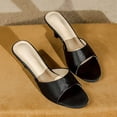 thumbnail image 2 of Women's Heeled Mules Pointed Open Toe High Heels Slip On Backless Sandals Dress Shoes Lightweight Wedding Slide Black Size 7.5, 2 of 5
