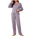 thumbnail image 2 of Enjoytime Women's Pajama Sets Soft Comfy 2 Piece Sleepwear V-Neck Long Sleeve Button Down Shirts with Pants Pjs Set, 2 of 5