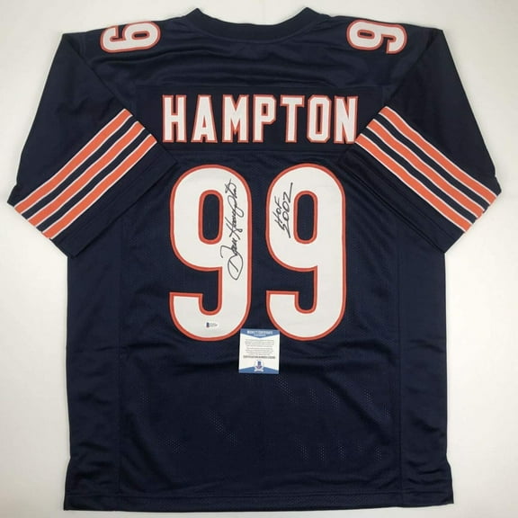 Autographed/Signed Dan Hampton Chicago Blue Football Jersey Beckett BAS COA