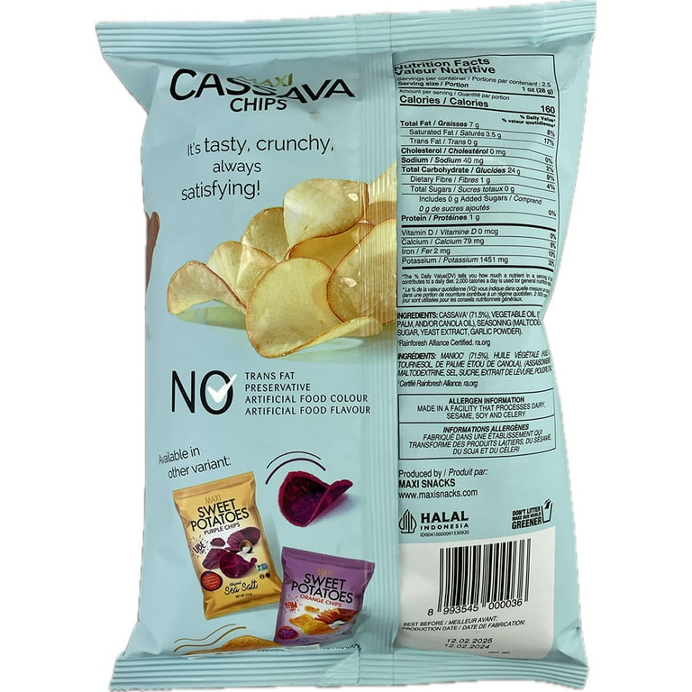 MAXI Cassava Chips Yuca Chips Gluten Free (pack of 3 at 2.5 MAXI Cassava Chips Yuca Chips Gluten Free (pack of 3 at 2.5