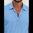 thumbnail image 3 of Camisas Clásicas de para Hombre, de Larga, con Solapa y Botones, Informales, para Playa y Verano. Azul L, 3 of 4