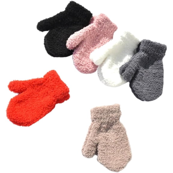 6 Pairs Winter Mittens, Full Coverage Yarn Gloves for Cold Weather Hand Warmth