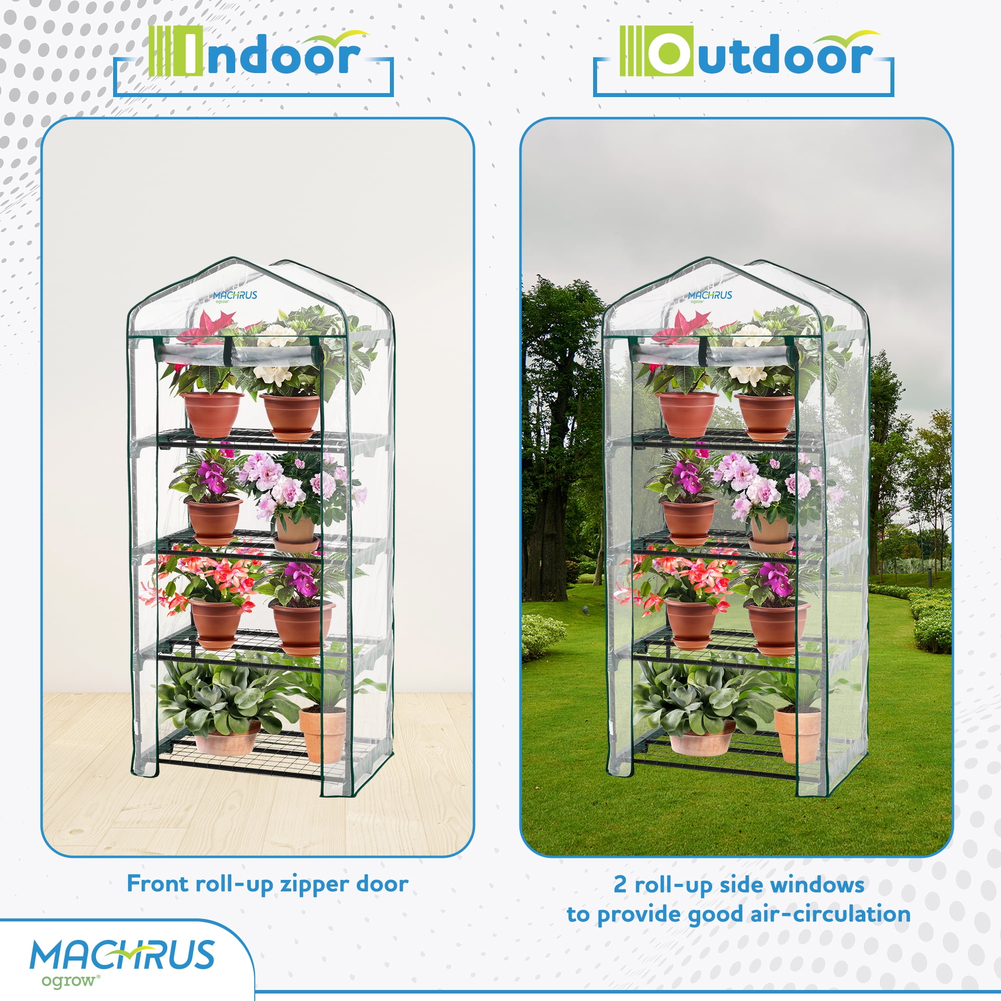 Machrus Ogrow Ultra-Deluxe 4 Tier Portable Greenhouse - Ideal for Indoor Mini Greenhouse & Outdoor Gardening
