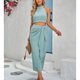 thumbnail image 3 of Crop top vestido sin mangas elegante asimétrico casual slit Halter Masajeadores de cuello mujeres dos piezas trajes para viajes calle azul S, 3 of 6