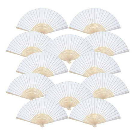 

30/20/10 Pack Hand Held Fans White Paper fan Bamboo Folding Fans Handheld Folded Fan for Church Wedding Gift Party Favors DIY Decoration