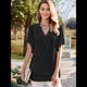 thumbnail image 4 of Blusas de Corta con Cuello en V para Mujer, Blusas Florales de Doble Capa de , Túnicas, Tops Negro S, 4 of 9