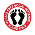 thumbnail image 1 of Social Distancing Floor Decal Stickers -15 Pack 8" Red Stand Floor Decal - Wait Here Sign Distance Of 6 Feet Specialized Sticker Markers, For Crowd Co, 1 of 1
